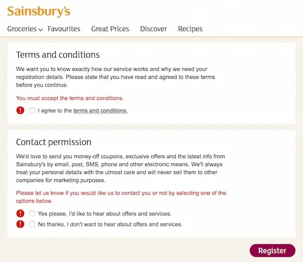 UX-Trend Ethisches Design bei Sainsburys