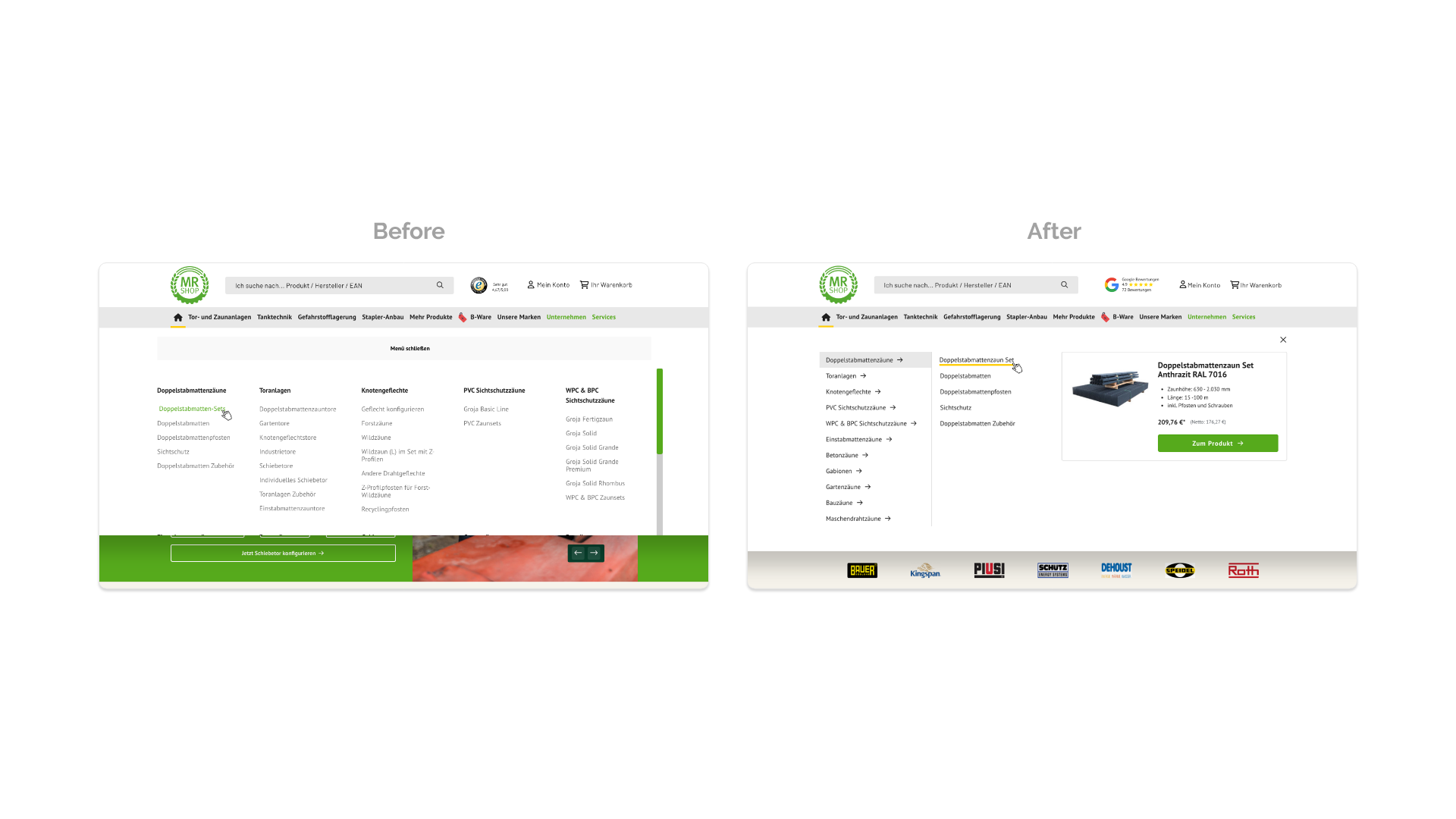 Reference MR-Shop – Redesign of the menu structure